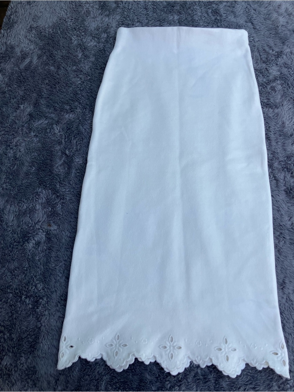 NWT Zara Embroidered Stretch Knit Skirt White Scalloped Eyelet Trim Size S